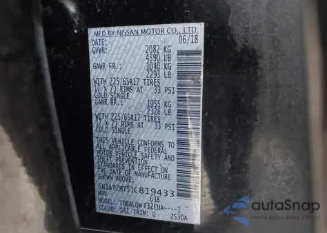 2018 Nissan Rogue Sv from USA, damaged, VIN 5N1AT2MT5JC819433